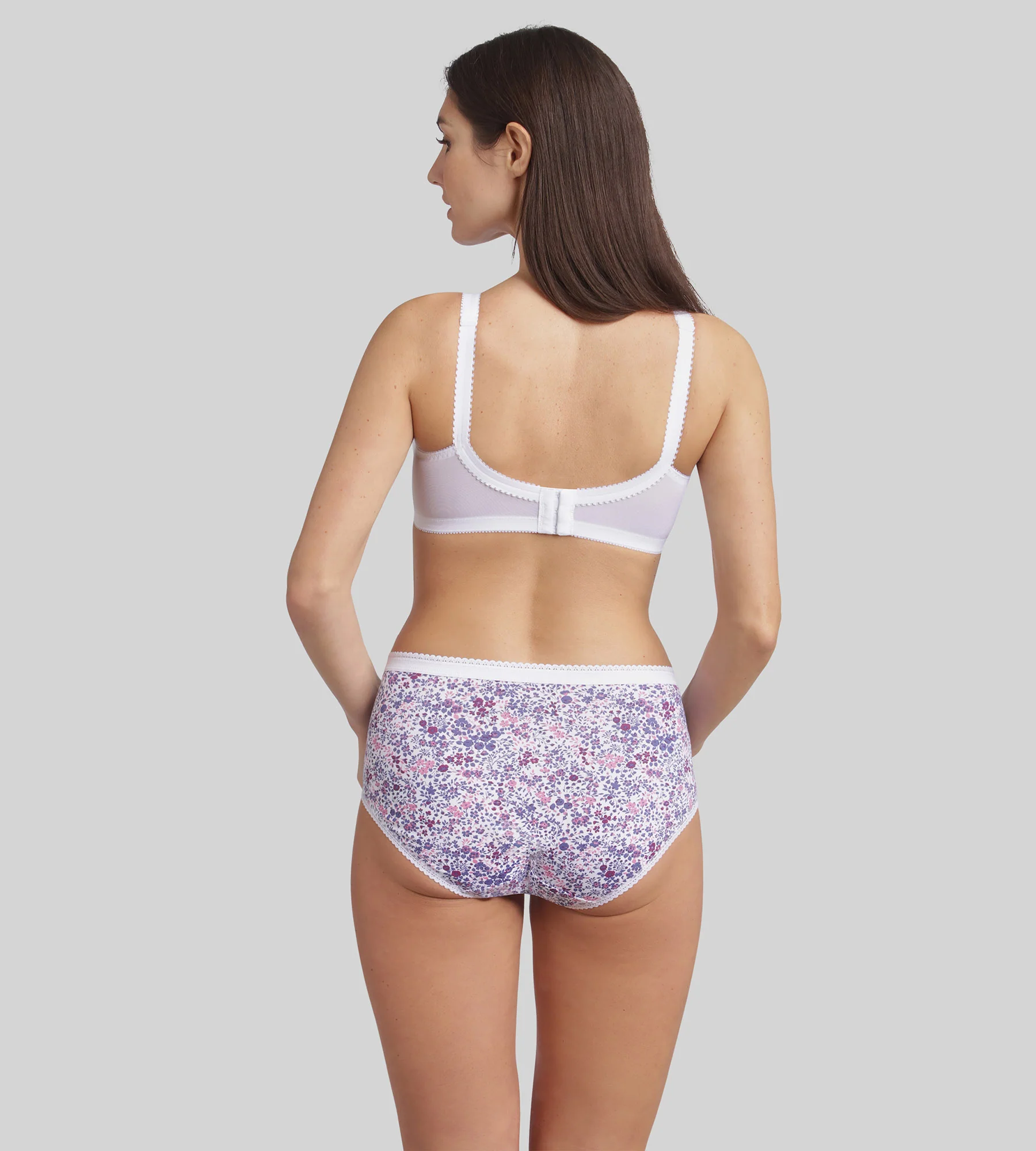 Lot de 3 culottes hibiscus, blanc et imprimé fleuri violet Cotton Stretch - Image 4