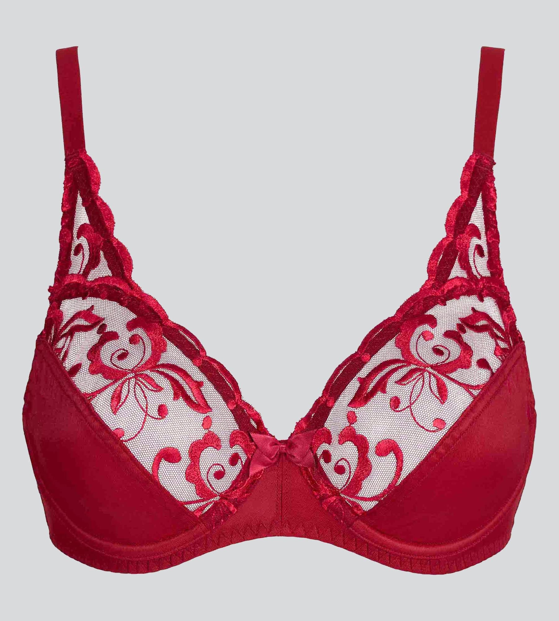Soutien-gorge emboîtant avec armatures rouge velours Essential Elegance Broderie - Image 5